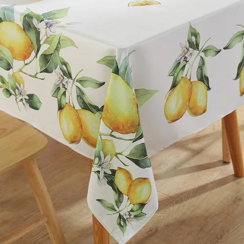 Miniatura 3 de MATIRUG Mantel de limón para mesa rectangular de 60 x 102 pulgadas, mantel de frutas de verano, a prueba de derrames, sin arrugas, tela floral