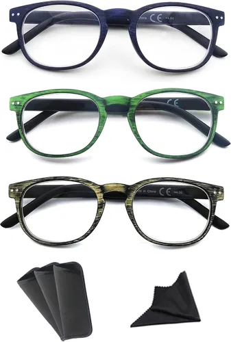 Miniatura 11 de Gafas de lectura negras para mujeres y hombres, elegantes, ligeras, con aumento +0.50, gafas de lectura con bisagras de resorte, paquete de 3