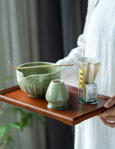 Miniatura 9 de TANG PIN Juego de matcha – Tazón de matcha con boquilla y batidor, 15 onzas, cuchara de matcha Soporte para batidor de Matcha (soporte Chasen)