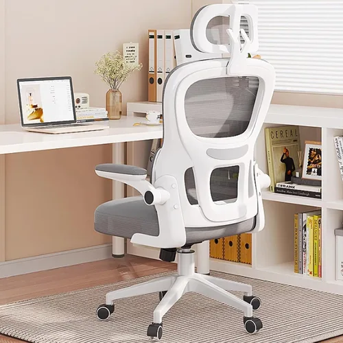 Miniatura 2 de Ergonomic Swivel Gaming Chair High Back Mesh Computer Desk Office Chair with Flip-Up Armrests and Elastic Lumbar Support, Space-Saving Design for C