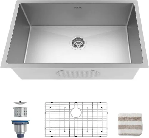 Miniatura 14 de TORVA Fregadero de Montaje Bajo para Cocina de 17 x 19 Pulgadas, Fregadero de Barra de Acero Inoxidable 304 Premium - 9 Pulgadas de Profundidad