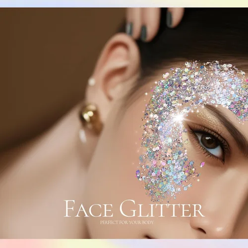 Miniatura 2 de Brillantina gruesa líquida con lentejuelas de sirena, para sombra de ojos, gel corporal, festival, cosmético para cara, uñas, maquillaje, de larga