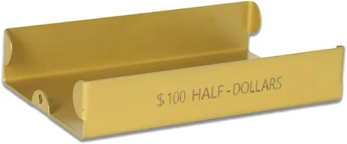 BankSupplies Capacidad apilable del bronceado 100 de la bandeja del dinero del metal de la clasificación de la moneda de medio dólar Buff