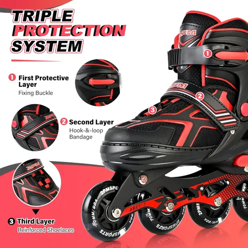 Miniatura 5 de 2PM SPORTS - Patines en línea ajustables Torinx verde para niños, patines divertidos para principiantes para niños, jóvenes, niñas, hombres
