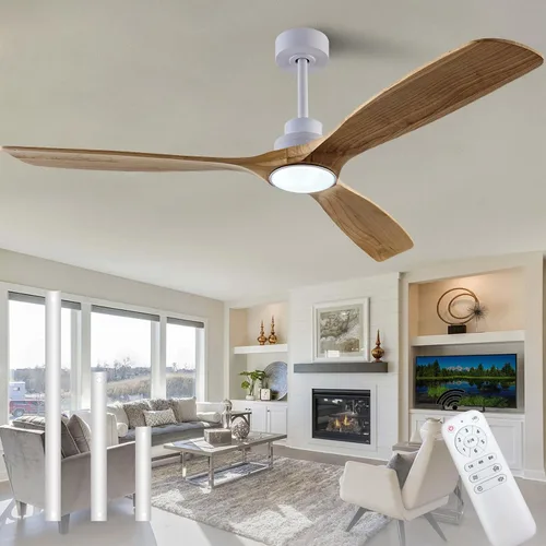 Miniatura 19 de QUTWOB Ventilador de techo de madera de 42 pulgadas con control remoto de luces, motor CC silencioso de 3 aspas para patio, sala de estar, Cuerpo