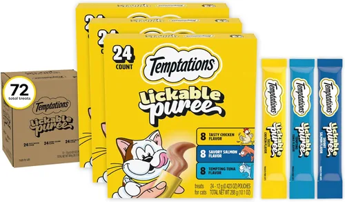 Miniatura 13 de Temptations Paquete variado de puré cremoso de golosinas para gatos lamibles, tubos de 0.42 onzas, 48