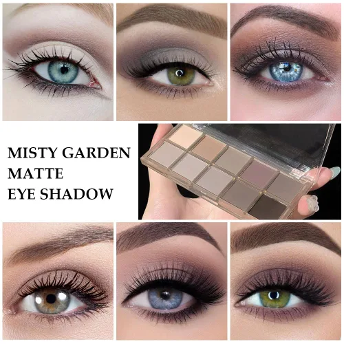 Miniatura 2 de CAKAILA Paleta de sombra de ojos mate de 10 colores, color gris y gris topo, paleta de sombra de ojos neutra, paleta de maquillaje de larga