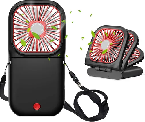 Ventilador portátil para el cuello mini, silencioso, de mano, personal, plegable, recargable por USB, operado para el hogar, oficina, exteriores y