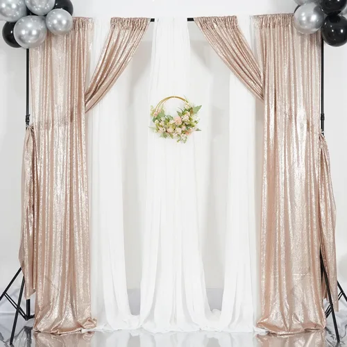 Miniatura 7 de Poise3EHome - Cortinas de lentejuelas con purpurina champagne, 2 piezas de 2 x 8 pies, paneles de purpurina para fiesta de Halloween, fiesta