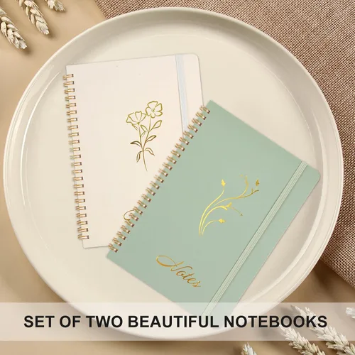 Miniatura 8 de Joyberg Cuaderno estético en espiral, 2 cuadernos bonitos, cuadernos de 8.3 x 6 pulgadas para mujeres, cuaderno en espiral A5 para oficina, escuela