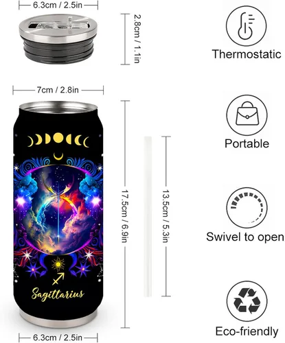 Miniatura 3 de Tumbler de Constelación de Sagitario del Zodiaco de Acero Inoxidable para Hombres y Mujeres Fanáticos de la Astrología Regalos de Cumpleaños Tumbler