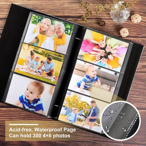 Miniatura 4 de Ywlake Álbum de fotos para bebé niño 4x6 300 bolsillos, álbum de cuero para baby shower niño bebé, contiene 300 imágenes horizontales, color azul