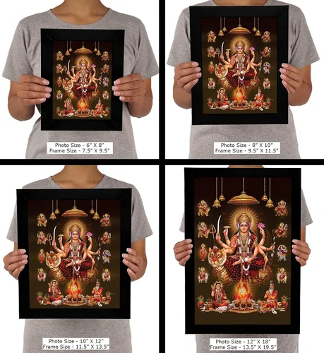 Miniatura 7 de Marco de fotos de Dios Durga en 9 formas, póster con marco de diosa hindú propicio para decoración de pared, hogar, oficina, templo, 6 x 8 pulgadas
