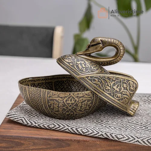 Miniatura 4 de Alisveristime Azucarero de latón recubierto hecho a mano con tapa, plato para caramelos, soporte para sal para barra de café (Kugu Big Bowl)