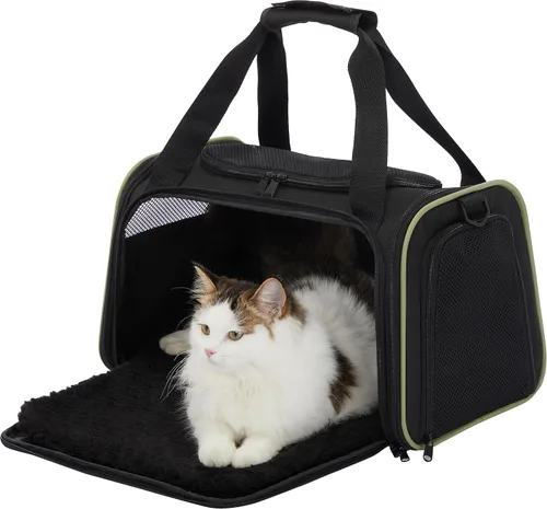 Miniatura 8 de PETSFIT Transportador de mascotas aprobado por aerolíneas con alfombrilla extensible, transportador de perros para perros pequeños, aprobado por