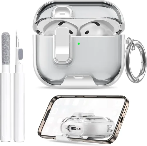 Miniatura 12 de Compatible Airpods 4 Case (2025) with Phone Stand & Cleaner Kit,Print Soft Silicone Lock Clip Apple AirPods 4th Generation Case, Airpod 4 Cover with