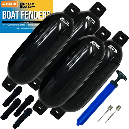 Miniatura 9 de Better Boat Boat Fenders for Docking, 23" x 6.5" Inflatable Black Boat Bumpers with Pump and Lines, Dock Bumpers for Pontoon Boats