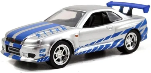 Miniatura 3 de Jada Toys Fast & Furious 1:55 Brian's 2002 Nissan GT-R R34 Build N' Collect Kit de modelo fundido a presión, juguetes para niños y adultos