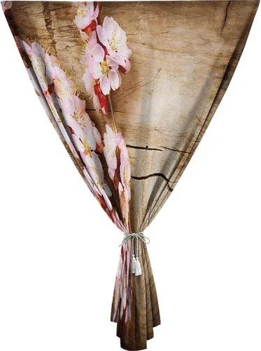 XISUNYA Autohesion - Cortinas florales para ventana, huerto de flores de primavera en tablero de madera, impresión térmica de oscurecimiento de