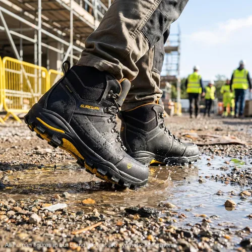 Miniatura 3 de SUREWAY Botas de trabajo para hombre de 6 pulgadas, suaves, impermeables, ligeras, impermeables, de cuero, con cordones, resistentes al