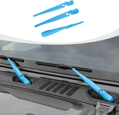 Miniatura 21 de RAZPOY JK Limpiaparabrisas frontal y trasero, 3 piezas, compatible con Jeep Wrangler JK JKU 2007-2017, azul