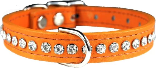 Miniatura 43 de Collar de perro de cuero y cristales de OmniPet Signature, cuero de grano de violeta africana de avestruz, se ajusta a un tamaño de cuello de 6"-8