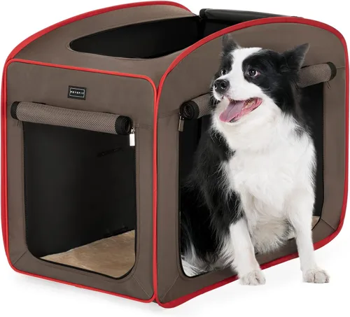 Miniatura 9 de Petsfit Jaula plegable para perros, jaula de viaje para gatos y cachorros, jaula pequeña emergente para mascotas para interiores y exteriores, Gris