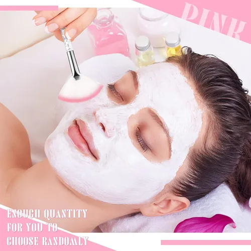 Miniatura 6 de Nuenen 12 cepillos faciales suaves para abanicos, aplicadores de ácido para barro, crema, rubor, maquillaje, cáscara, glicólico, multiuso, Plateado