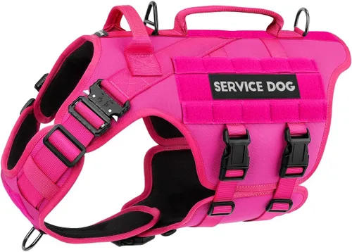 Miniatura 33 de Arnés táctico para perros - PETNANNY Chaleco para perro de servicio para perros grandes Cobertura corporal completa en arnés para perros de Rosa