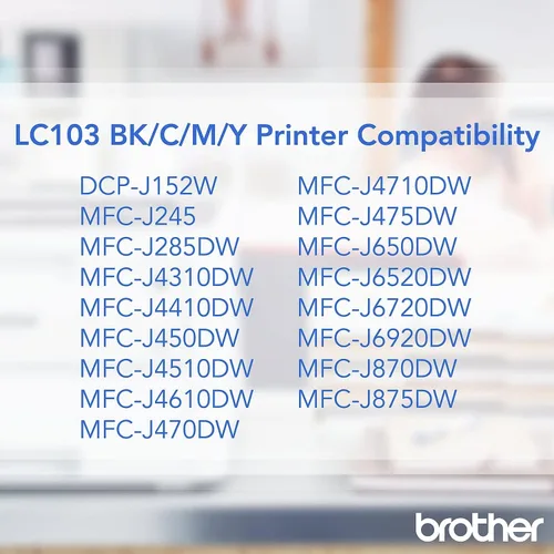 Miniatura 4 de Cartucho de tinta negro de alto rendimiento Brother LC103BK, tinta negra de repuesto, rendimiento de páginas de hasta 600 páginas, cartucho