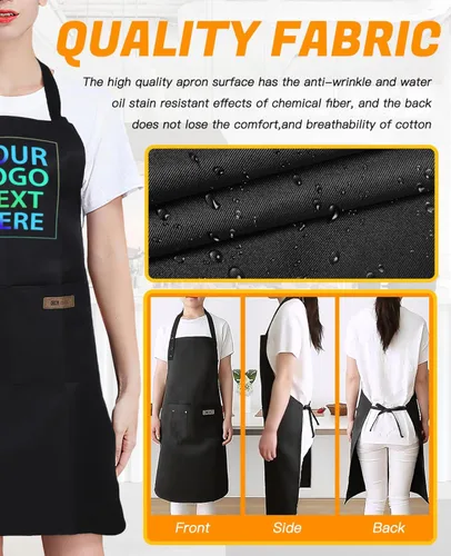 Miniatura 5 de Custom Apron with Pocket, Printed in USA, Personalized NameLogo, Adjustable Ties for Baking, Cooking for WomenMen