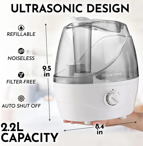 Miniatura 5 de Zulay Home Humidificadores de niebla fría para dormitorio (tanque de agua de 2.2L) - Humidificadores ultrasónicos silenciosos para habitación grande