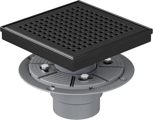 Miniatura 11 de Neodrain Drenaje de ducha cuadrado de 4 pulgadas con rejilla extraíble con patrón Quadrato, acero inoxidable 304, incluye base de drenaje de ducha