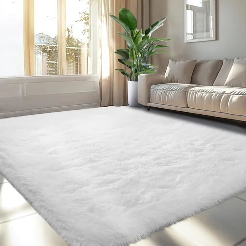 Miniatura 22 de Topmaxcs Alfombra de Área de Pelo Largo Negro para Dormitorio: 8x10 Alfombras de Área de Pelo Largo Esponjosas para Sala de Estar- Alfombras