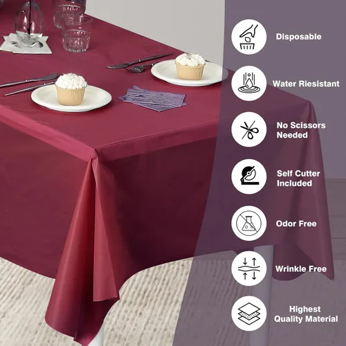 Miniatura 13 de Rollo de plástico para cubierta de mesa color verde manzana, 40 pulgadas x 100 pies, rollo de plástico resistente para cubierta de mesa de banquetes