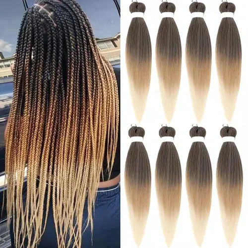 Miniatura 44 de Extensiones de cabello trenzado morado preestiradas, 20 pulgadas, 2 piezas de cabello sintético trenzado para niñas y mujeres, fiesta, disfraz