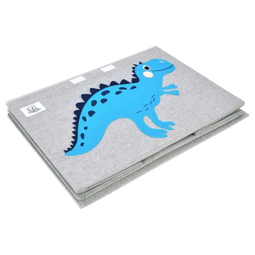 Miniatura 9 de Baúl de juguetes plegable grande para niños con tapa abatible, organizador de almacenamiento de juguetes de animales de tela Dinosaurio