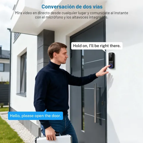 Miniatura 3 de SoraNari Cámara de timbre inalámbrico, 1080P HD, detección de movimiento, audio bidireccional, visión nocturna, almacenamiento en la nube