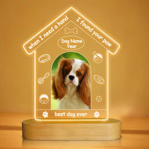 Miniatura 11 de Attivolife Luz nocturna de madera personalizada con temática de mascotas, lámpara LED de color cálido con el nombre de tu perro, imagen de perro