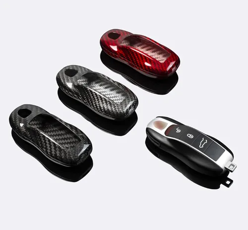 Miniatura 3 de Funda para llavero de fibra de carbono auténtica y genuina 100% pura, ajuste deportivo para Porsche Boxster Turbo Cayenne Panamera Macan Cayman 911
