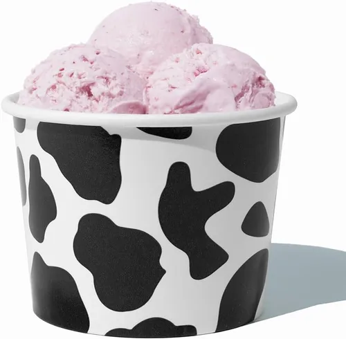 UNIQ 16 oz 1000 Pack Cowbunga Cow Print Ice Cream Cups Disposable Leak | Resistant Paper Dessert Cups for Frozen Yogurt, Gelato, Soup & Hot Foods |