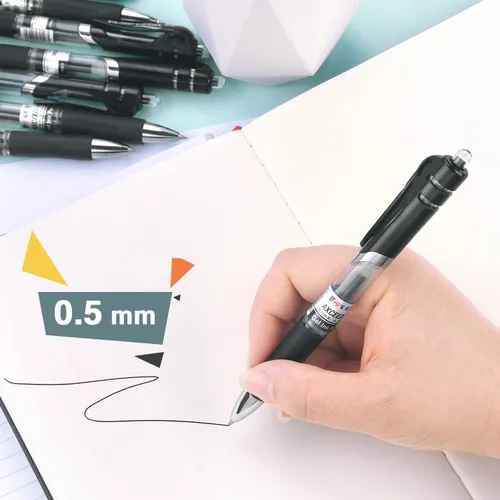 Miniatura 5 de Bribobo Bolígrafos de gel de punta fina, bolígrafos de escritura suave, bolígrafos retráctiles de tinta negra para suministros de oficina escolar