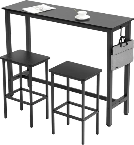 Miniatura 15 de Finnhomy Juego de mesa de bar, mesa de pub de 39.3 pulgadas, mesa rectangular de altura de barra, mesa de bar con taburetes, juego de mesa de cocina