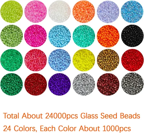 Miniatura 2 de Tamaño 12/0 - Cuentas de cristal para manualidades de 0.079 pulgadas (0.079 in), juego surtido con caja organizadora para fabricación de joyas