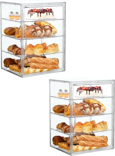 Caja de pan, cajas de pan grandes para encimera de cocina, contenedor de almacenamiento de pan ajustable de 4 capas, cajas transparentes para