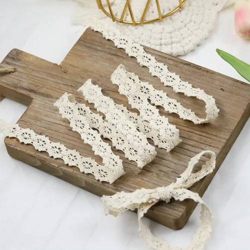 Cinta de encaje de algodón, ribete de encaje de ganchillo beige para álbumes de recortes, envoltura de paquetes de regalo, cinta de manualidades, 10