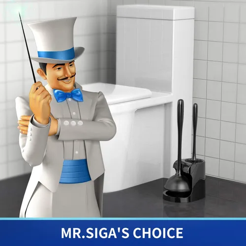 Miniatura 2 de MR.SIGA Combo de émbolo de inodoro y cepillo para limpieza de baño, negro, 2