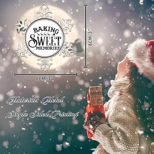 Miniatura 2 de Adorno colgante de Navidad para hornear dulces recuerdos, citas divertidas de Navidad, copo de nieve de metal, adorno colgante para árbol