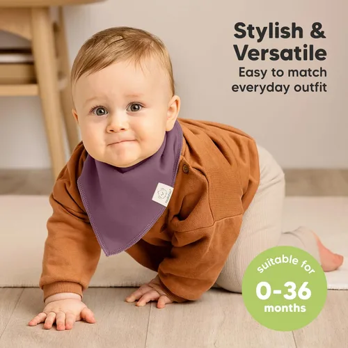Miniatura 4 de KeaBabies 8 unidades de baberos orgánicos tipo bandana para niñas - Baberos tipo triángulo súper absorbentes para bebés que babean y están en Lila
