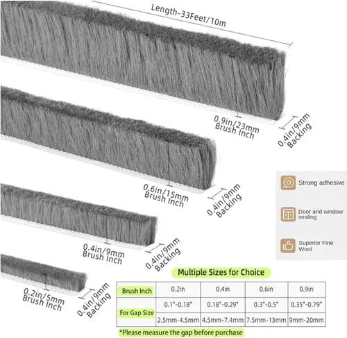 Miniatura 2 de Burlete adhesivo fuerte para ventanas corredizas y marcos de puertas, tira de sellado para insonorización, a prueba de polvo, impermeable